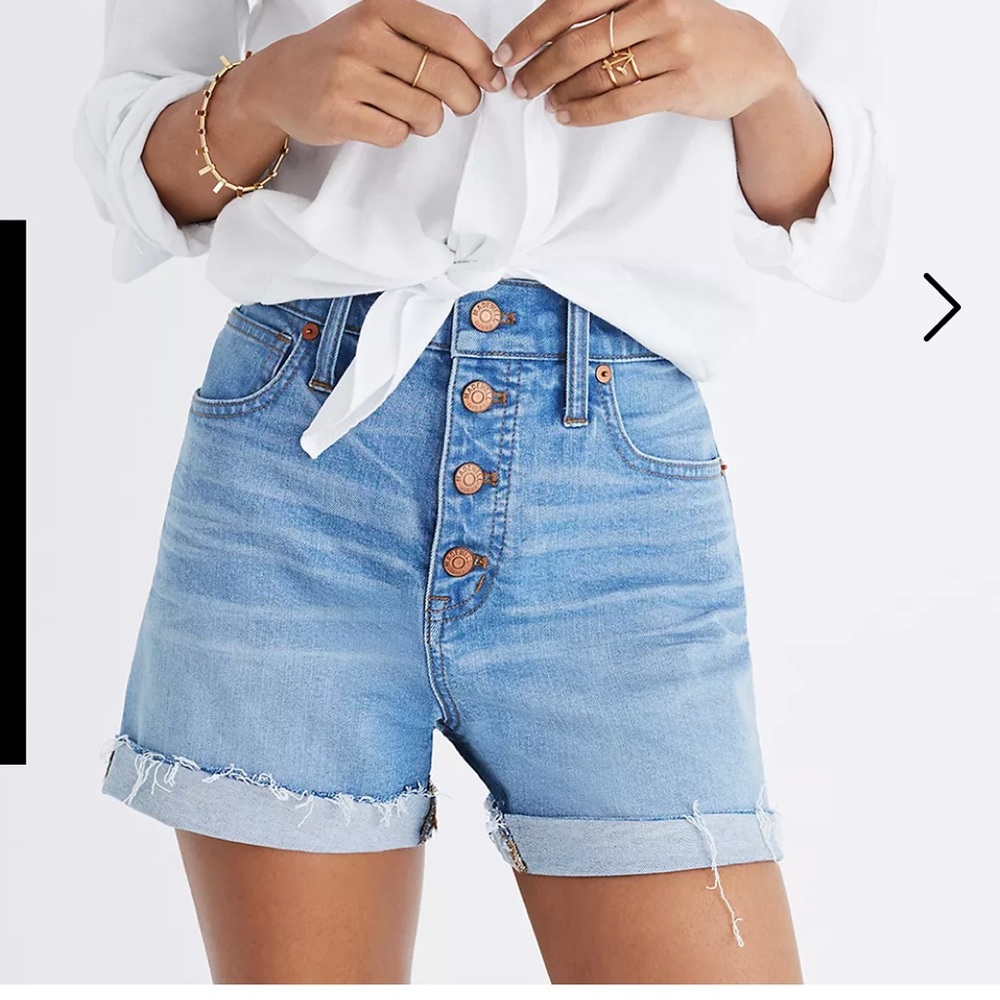Madewell High-Rise Denim Shorts, Button-Front